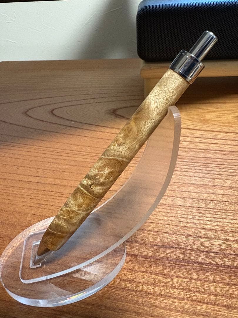 554超極上　マーブルウッド瘤杢　縮杢　木軸シャーペン　ボールペン