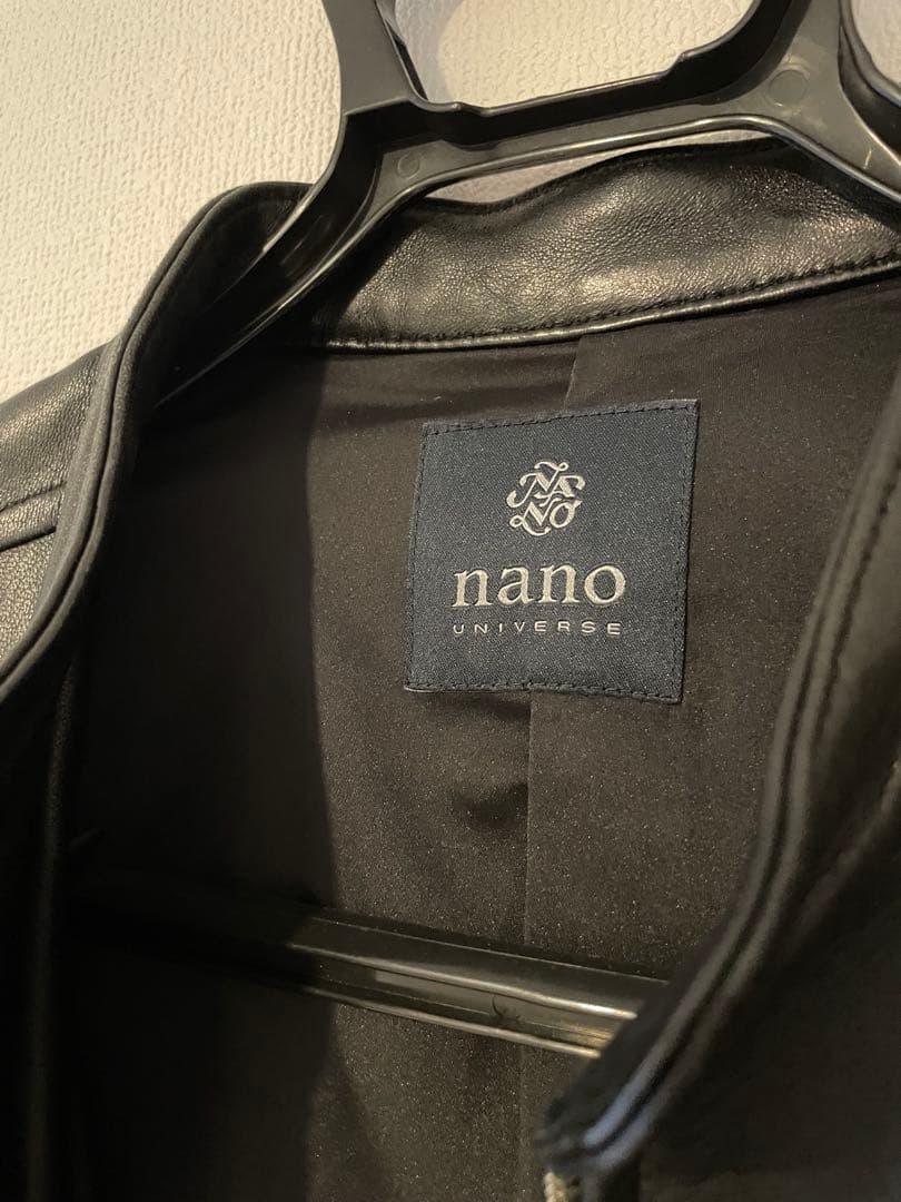 【美品】nano universe ブラック L レザー シングルライダース