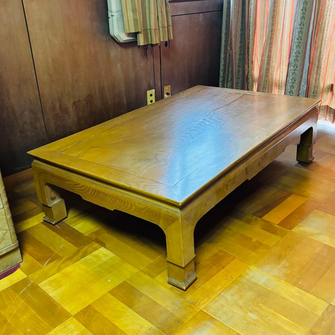 木製シンプル座卓 天板ひび割れあり