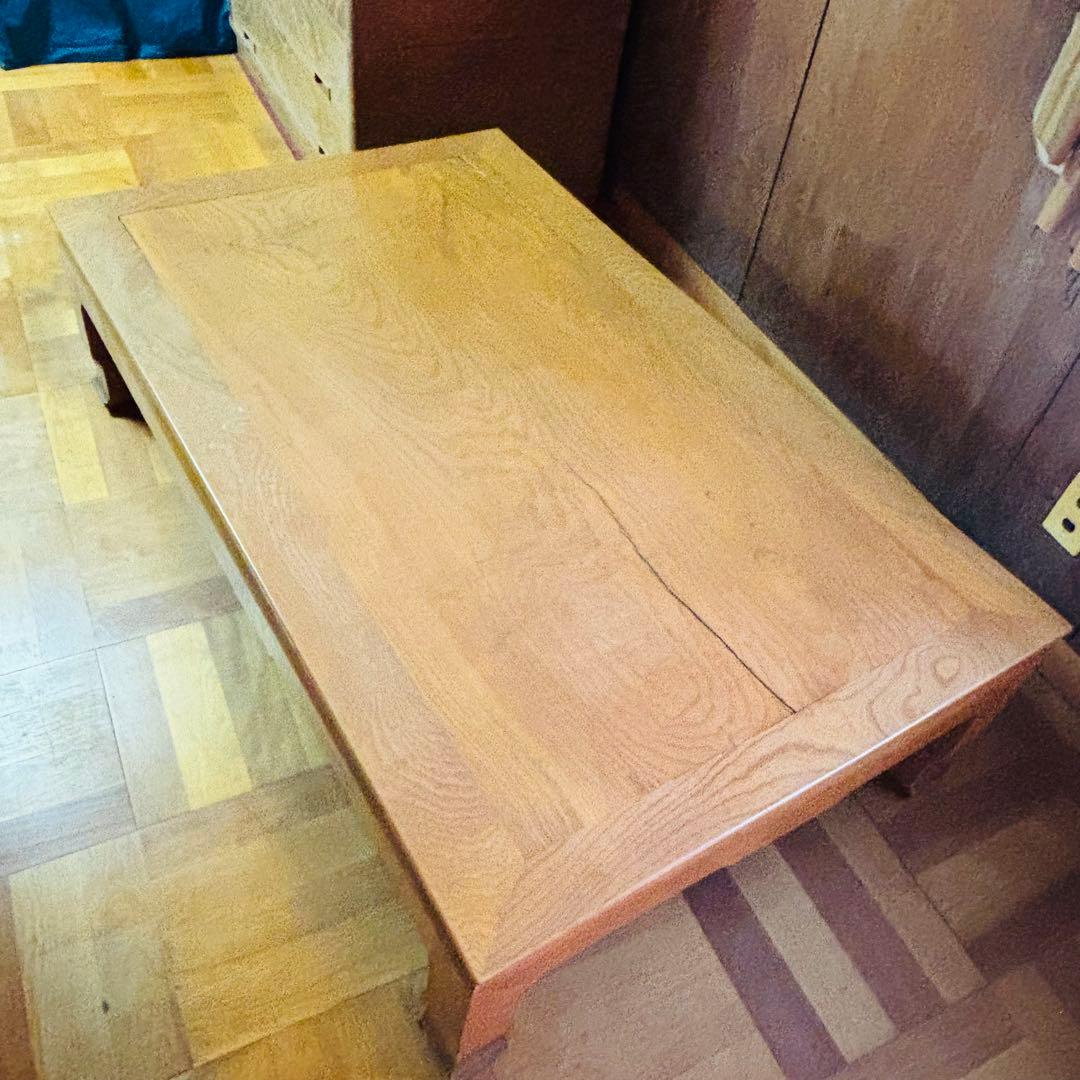 木製シンプル座卓 天板ひび割れあり