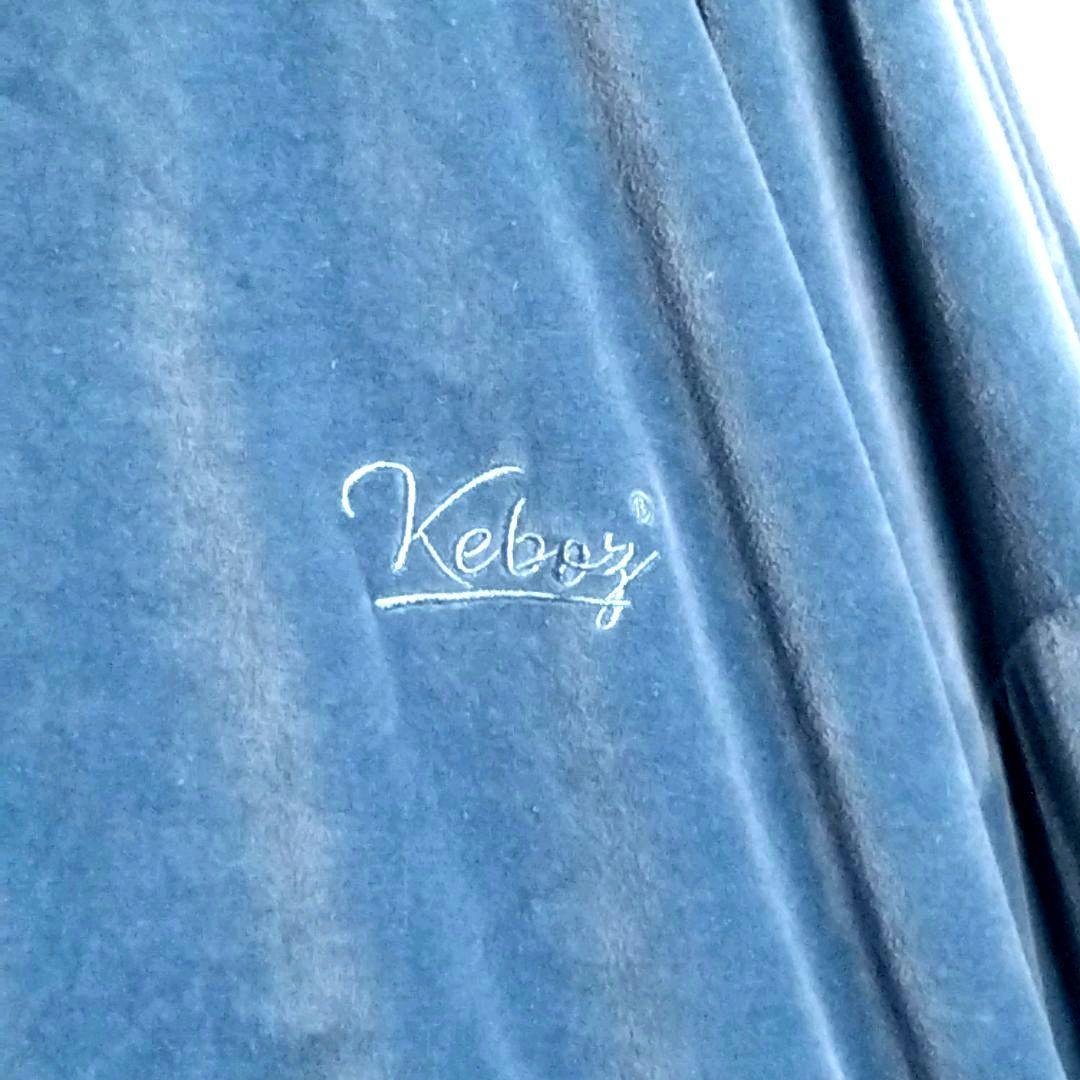 ケボズ★刺繍ロゴ ベロア セットアップ 上下セット くすみ青 L 日本製