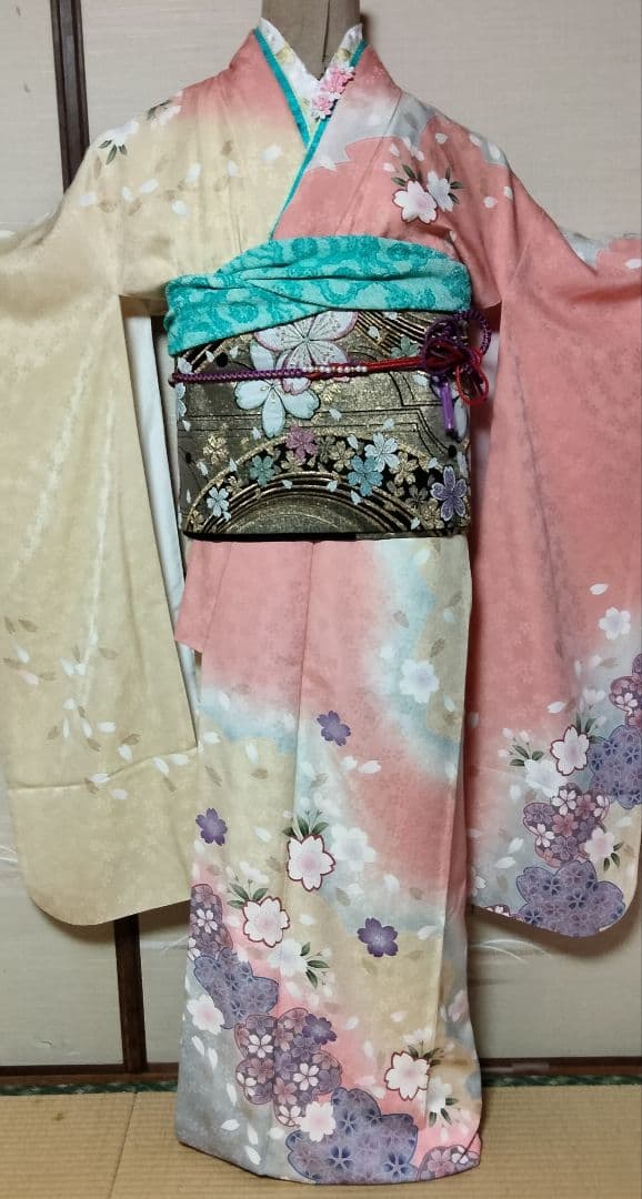 桜_kaa040508　銀通し、振袖、長襦袢、帯、小物フルセット