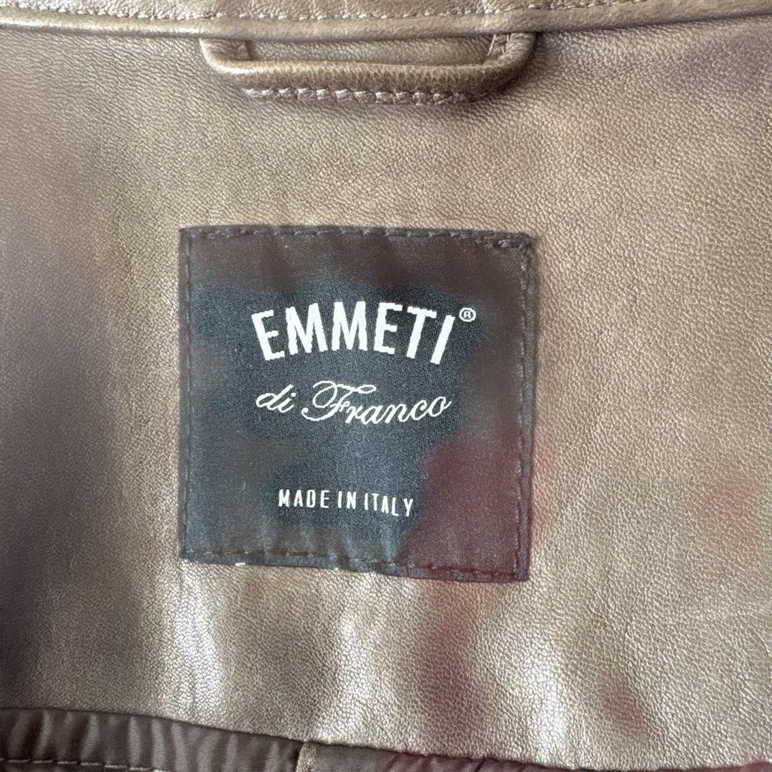 【50サイズ】美品　EMMETI シングルライダース 羊革　グレージュ　Wジップ