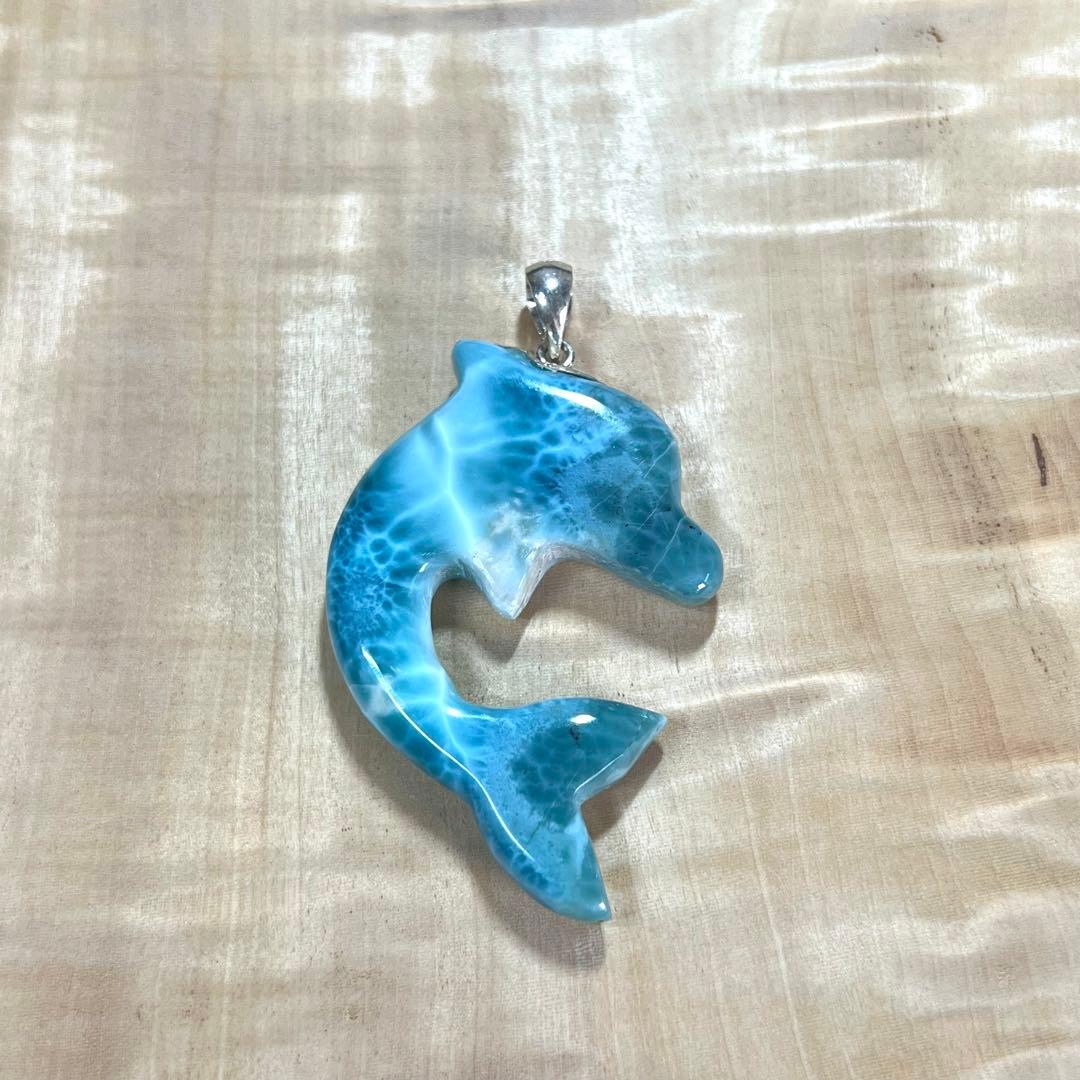 高品質　イルカ型ラリマー　ペンダント　ネックレス　silver925 3-18