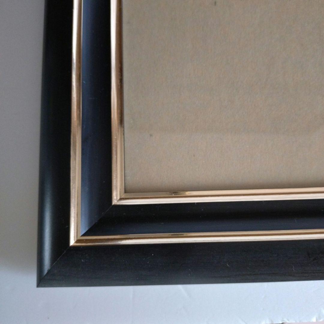 ✨額縁54×44cm 47×40cm 黒と金のクラシック水彩額縁と木製ガラス額縁