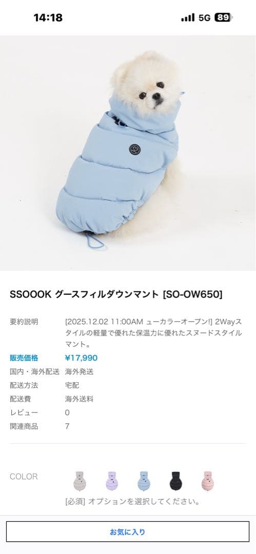 SSSOOK グースフィルダウンマント ブラック　Lサイズ