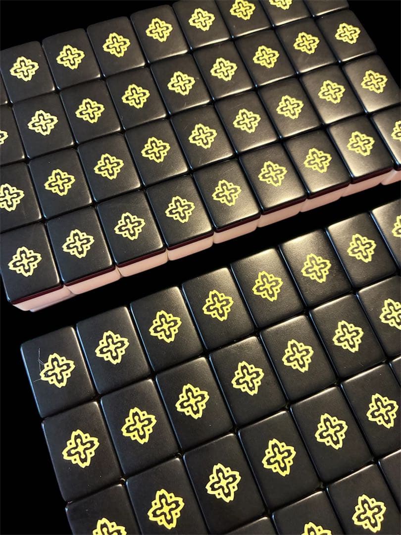 麻雀牌　麻雀セット　背黒　ブラック　法悦　ミズノ丸一　希少　本革