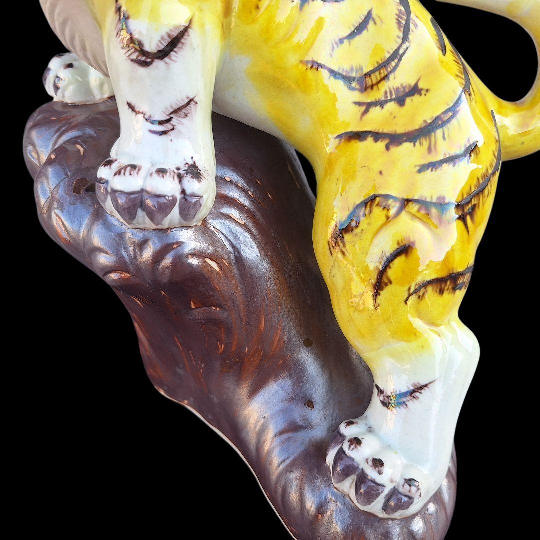 九谷焼 糠川清章 10号 虎 置物 29cm 縁起物