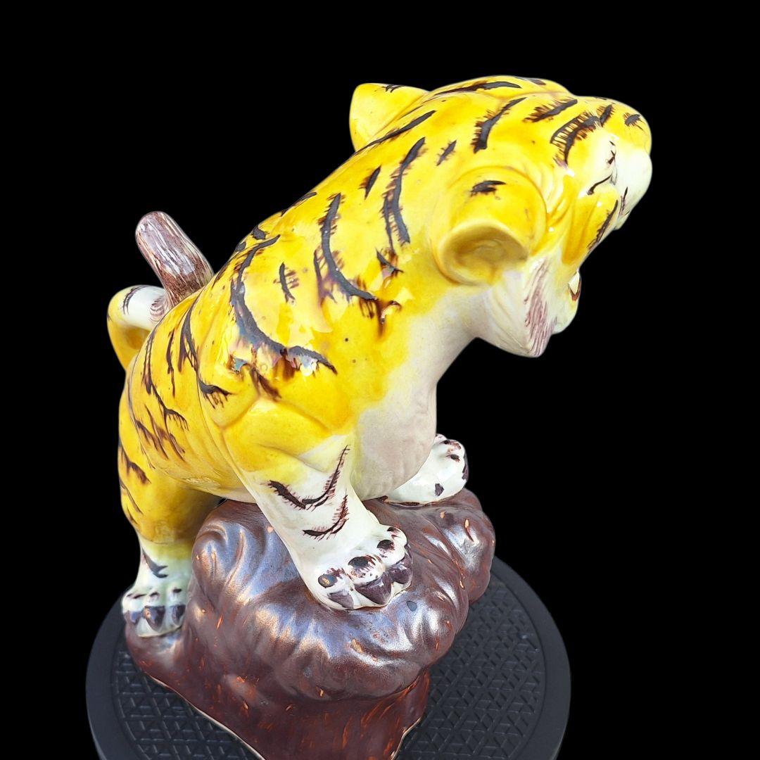 九谷焼 糠川清章 10号 虎 置物 29cm 縁起物