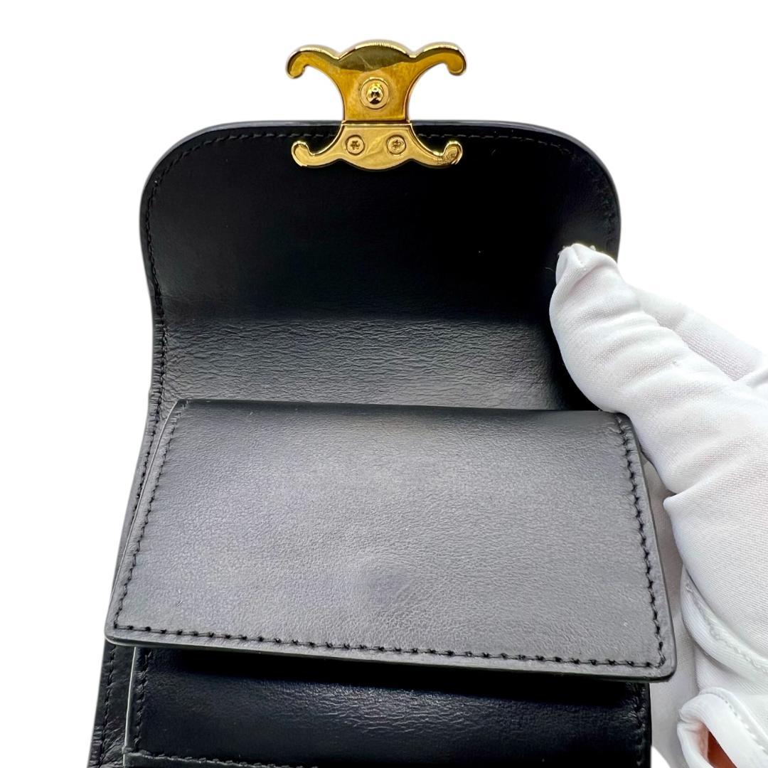 CELINE 3つ折り財布 フラップウォレット トリオンフ 黒