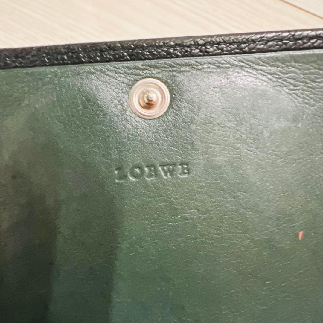 【希少】LOEWE ロエベ ケース 小銭入れ スタッズ レザー グリーン