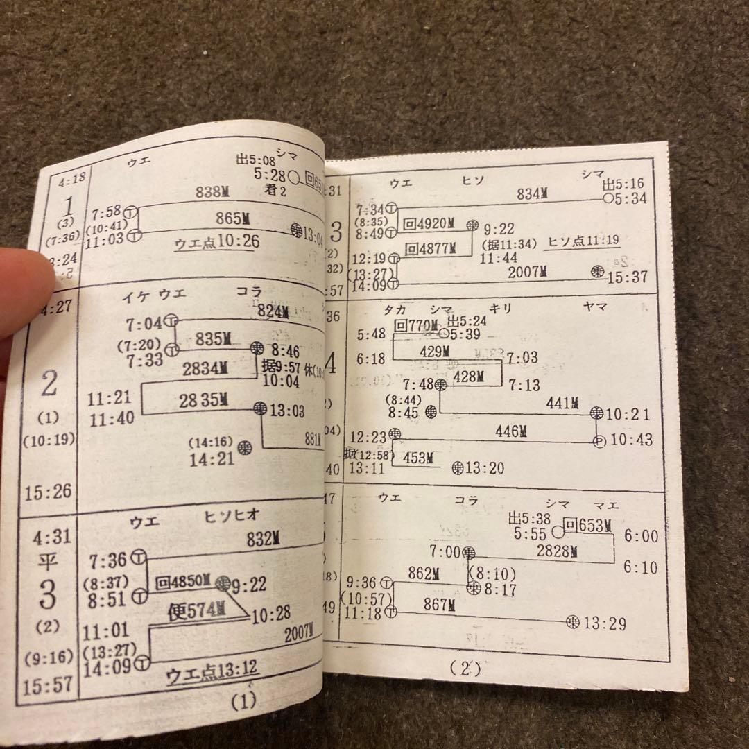 鉄道　新前橋電車区　乗務員行路表