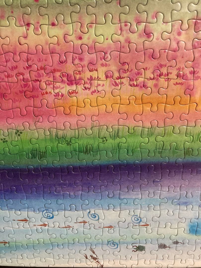 千P⑭のんびり幸せいっぱい六地蔵　ジグソーパズル　アルミ額49×72㎝完成品美品