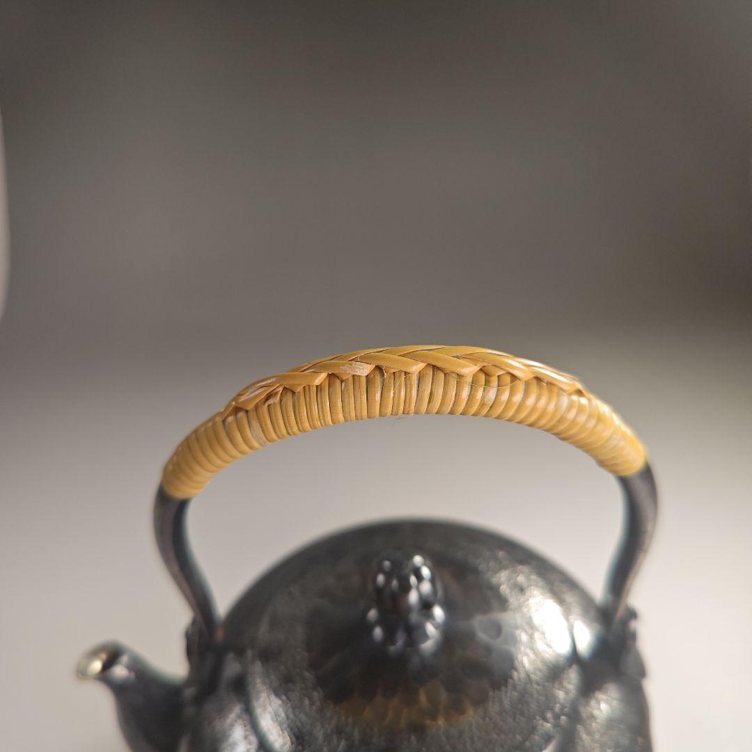 ウ302 急須『秀峯堂造　燻銀　いぶし銀　ひしぎ形　水注　薬缶』茶道具　銅製