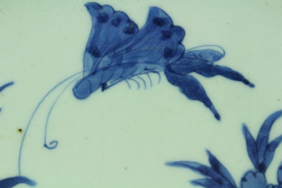 古伊万里 蝶花紋 大皿 φ40cm(K-YC516)