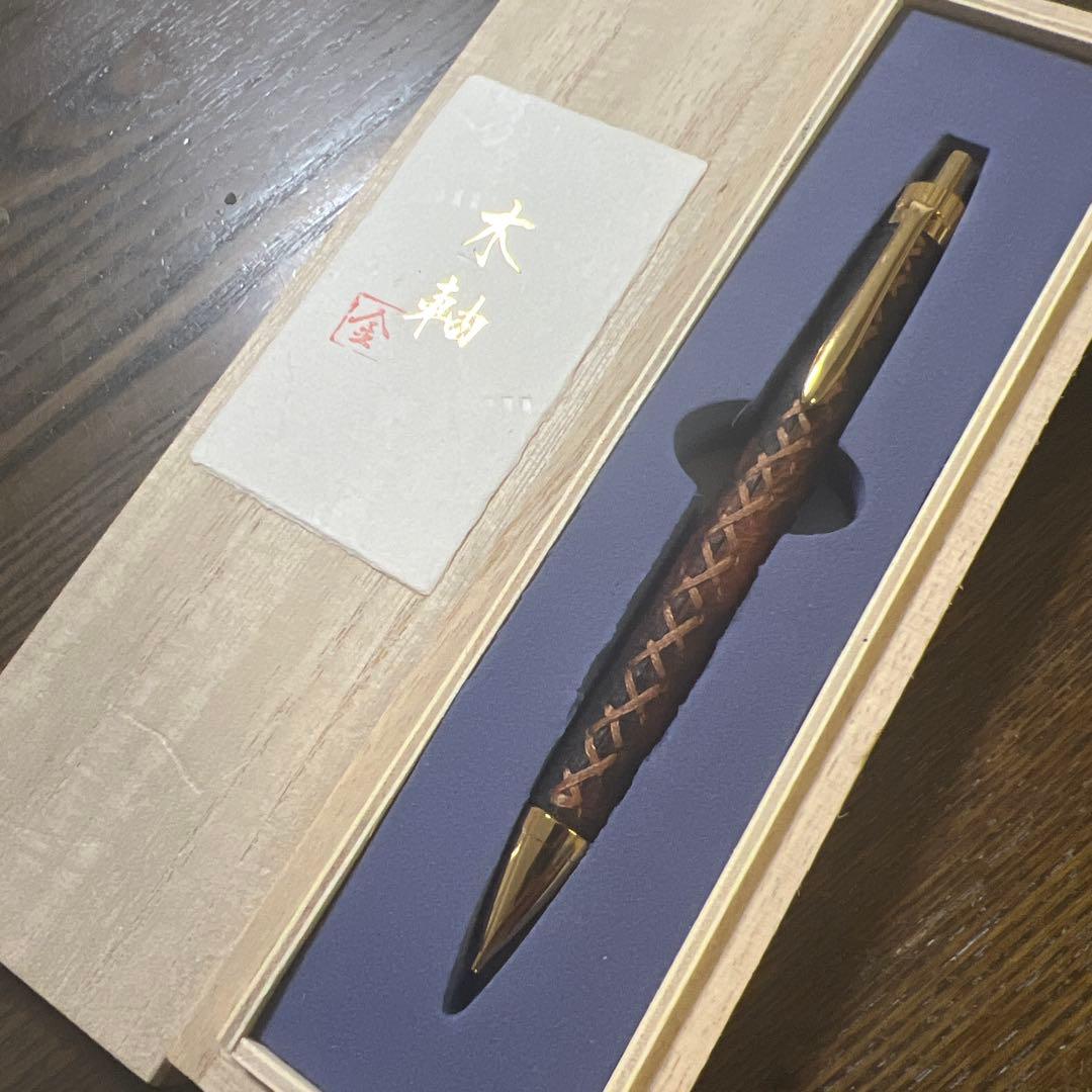 金杢犀 シャーペン レザー　レザーシャー芯ケースつき