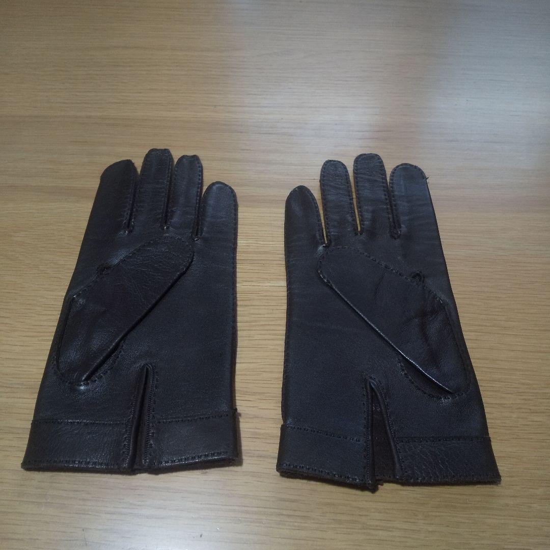 エルメス ダークブラウン レザー手袋 7½ 説明必読願います