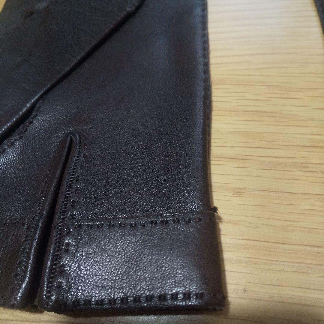 エルメス ダークブラウン レザー手袋 7½ 説明必読願います