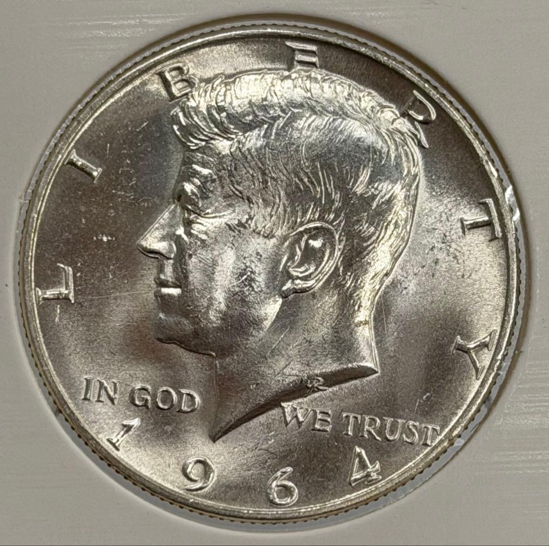 1964年ケネディ50セント銀貨（ミントマークＤ）ハイグレード