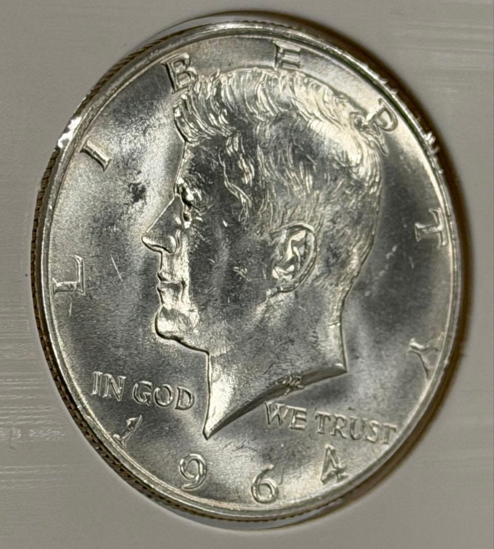 1964年ケネディ50セント銀貨（ミントマークＤ）ハイグレード