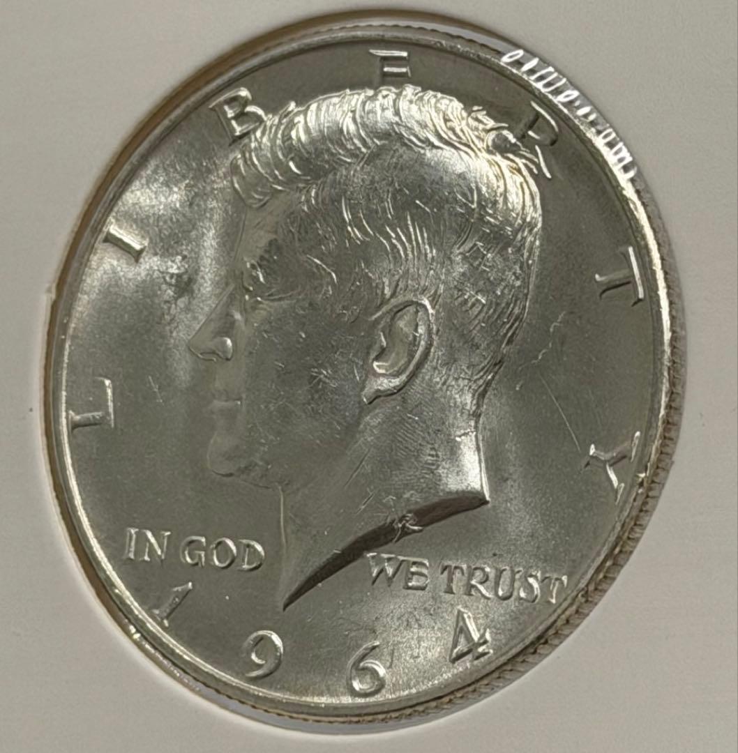 1964年ケネディ50セント銀貨（ミントマークＤ）ハイグレード