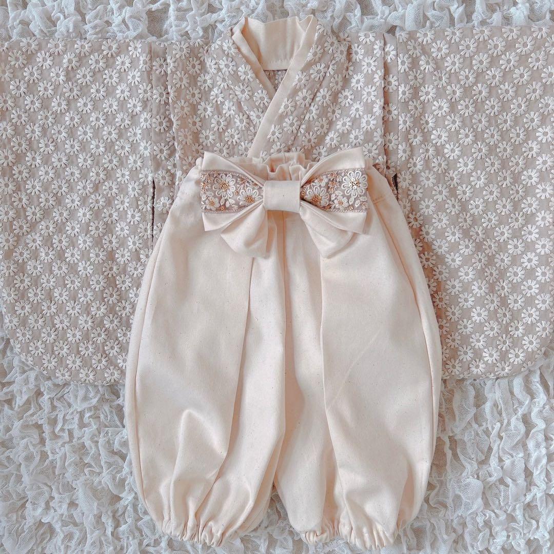 《60-100ワンサイズ》ベビー袴　ベビー着物　お食い初め　初節句　ひな祭り❁⃘*