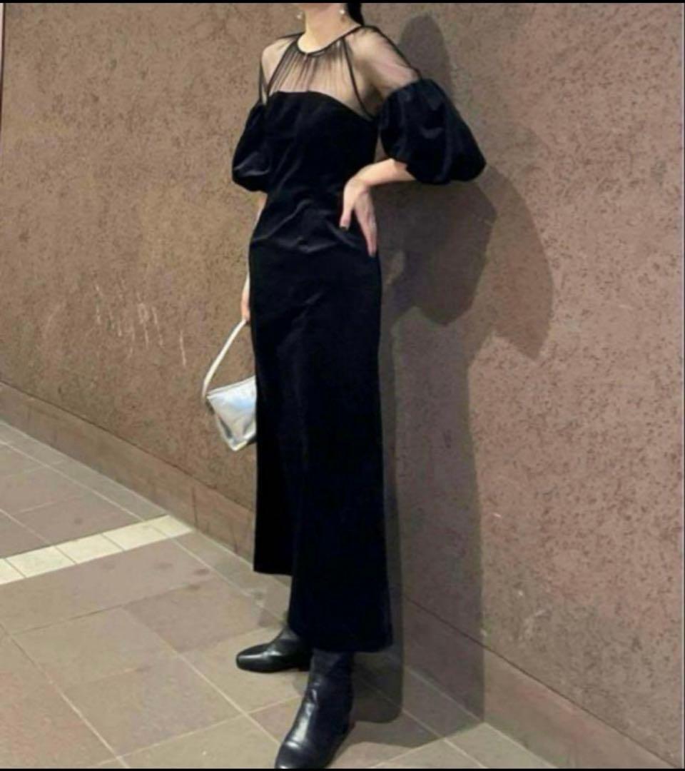 スーツ・フォーマル・ドレス SOUFFLE SLEEVE VELOUR DRESS