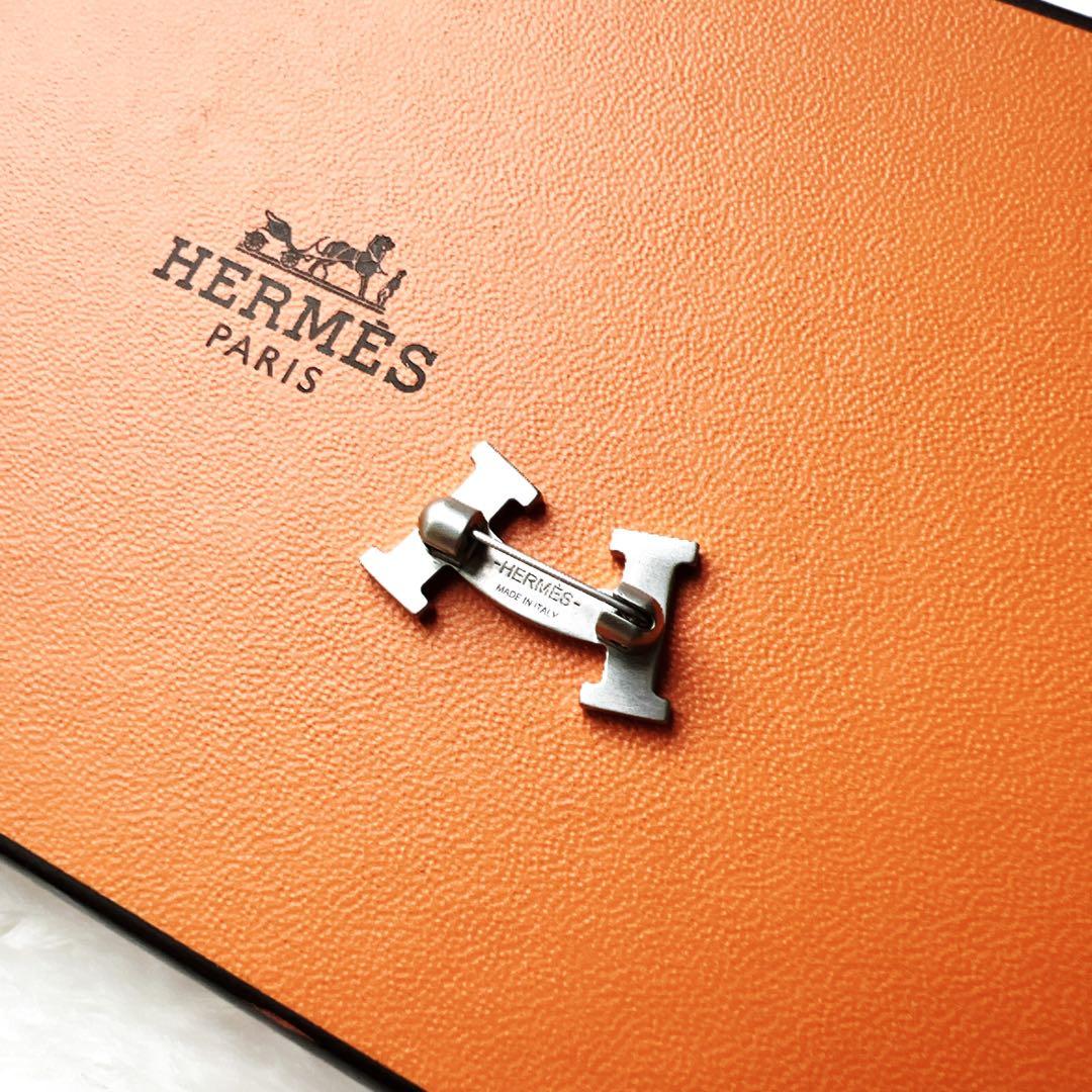 美品　HERMES エルメス　希少　Hスマイル　ブローチ　シルバー