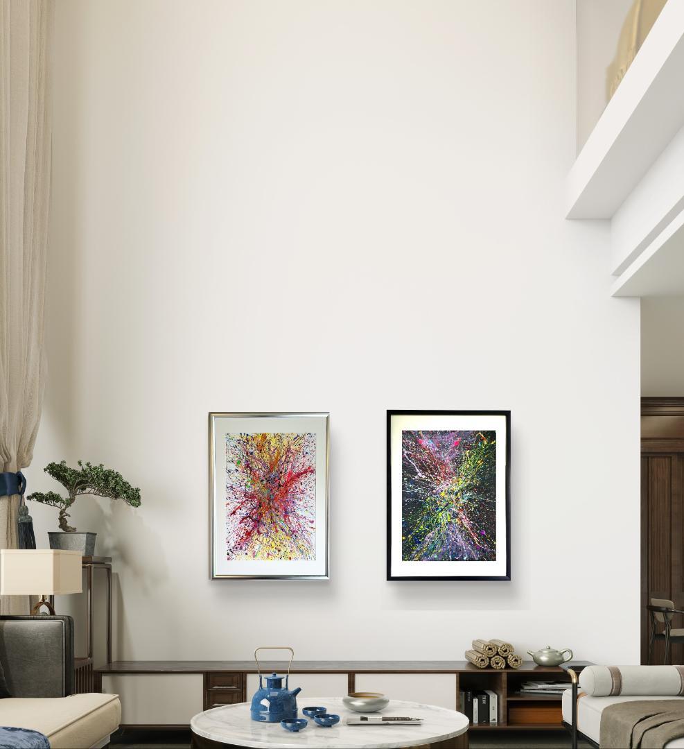 私たちの存在X 2枚セット/ 抽象画 77×56㎝ B2 額縁セット 原画のみ