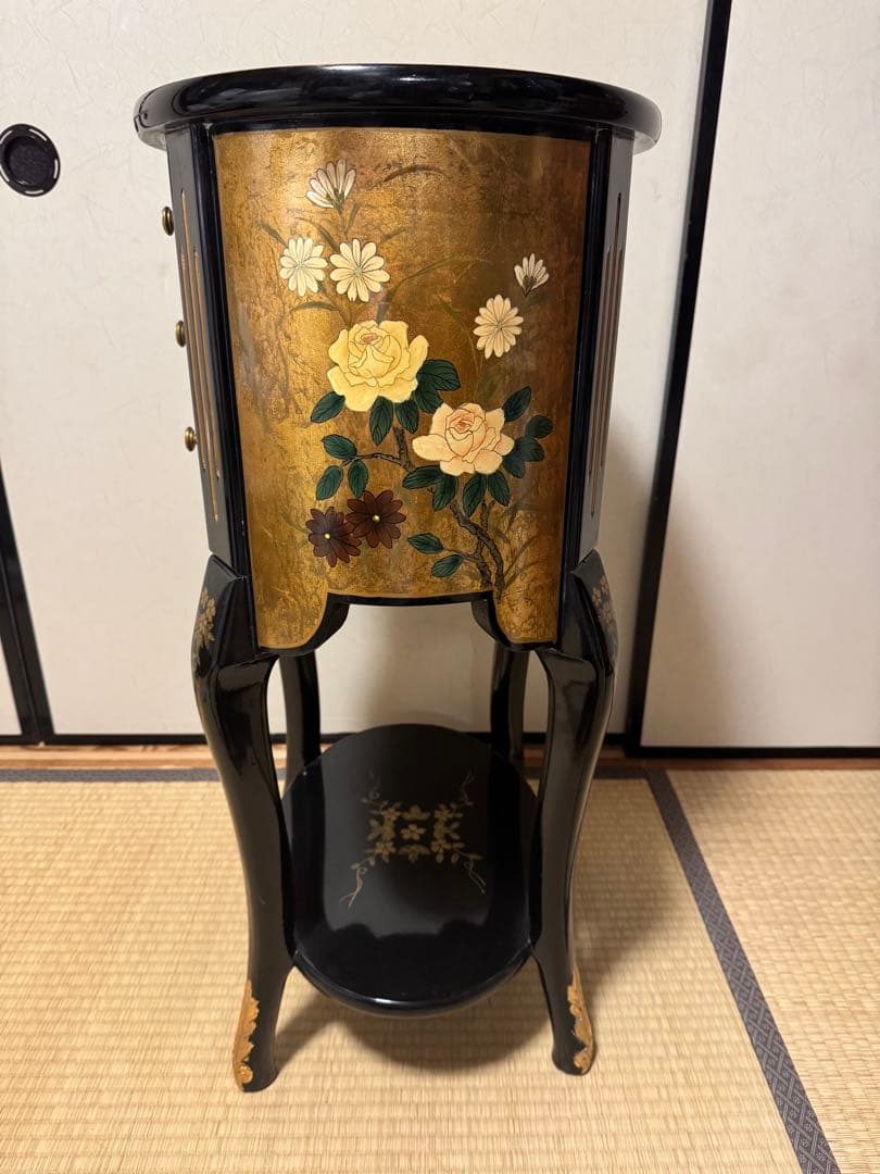 アンティーク　高級金箔家具 中国伝統家具 半円 電話台 コンソールテーブル