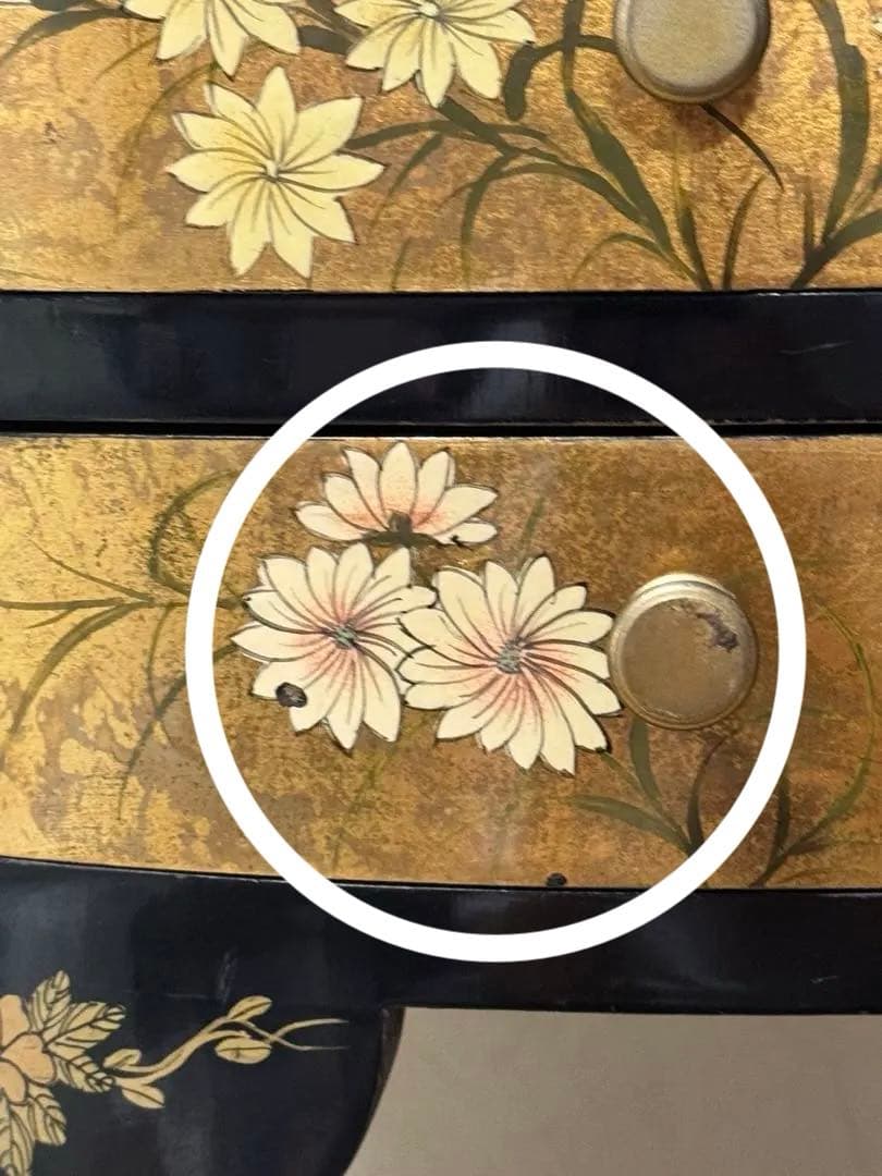 アンティーク　高級金箔家具 中国伝統家具 半円 電話台 コンソールテーブル