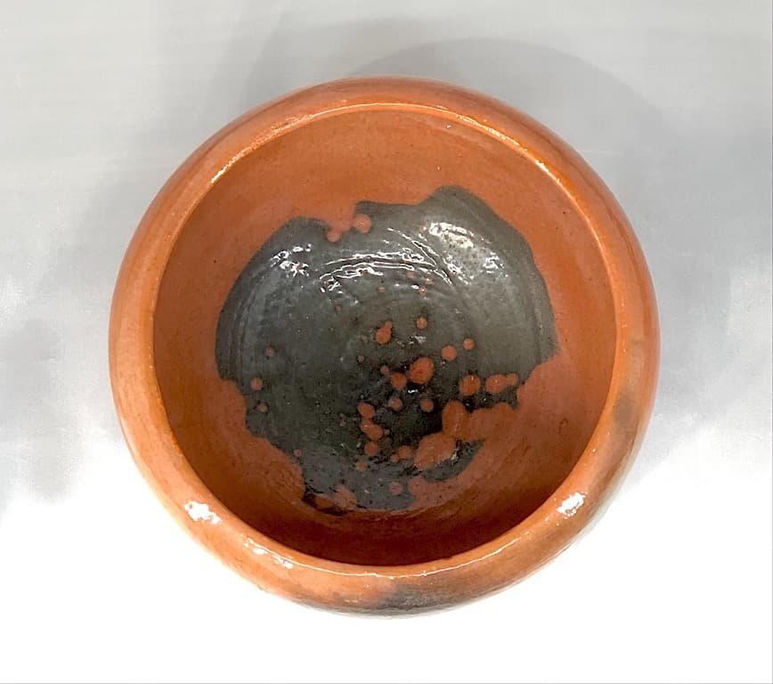 京焼・清水焼　洛東(宮川)香斎 作　赤楽　菓子盂　無傷　共箱　保証。
