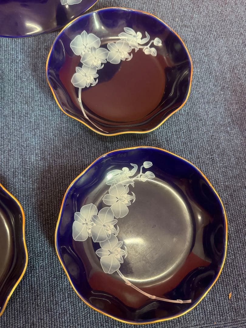 1773 香蘭社　胡蝶蘭　皿　5客　1大4小