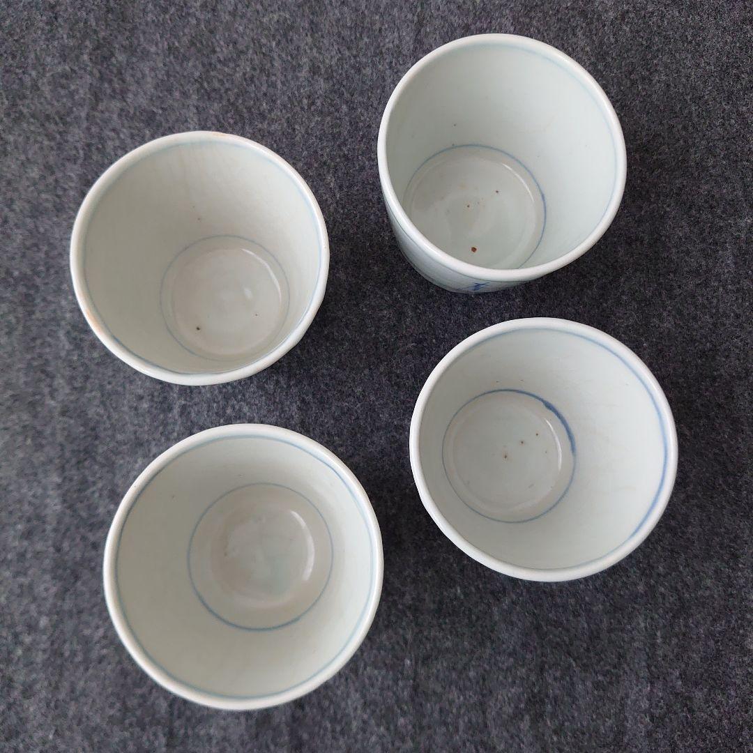 古伊万里 染付 蕎麦猪口 羊歯文 松葉柄 植物文 時代物 江戸期 未使用