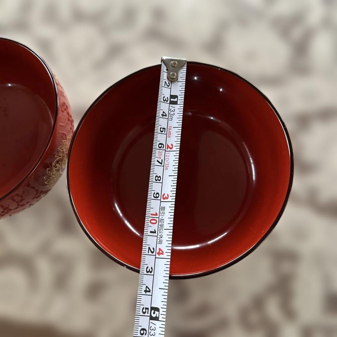 musashi輪島塗り赤漆器 椀 2個セット 金色模様　美品