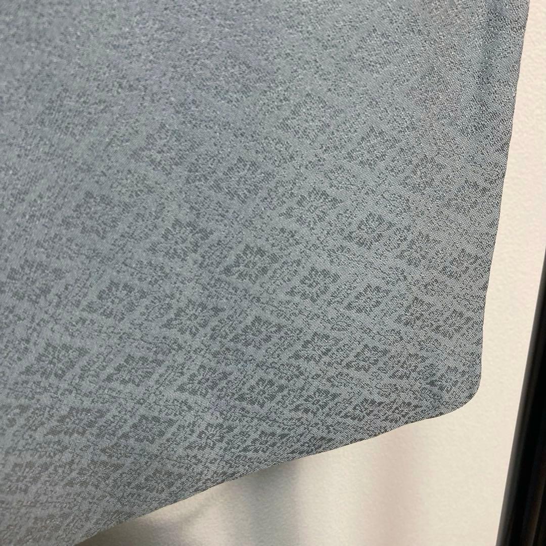 ZF-1346 色無地 地紋 正絹 燻んだ 水色 一つ紋 共八掛 美品 良品