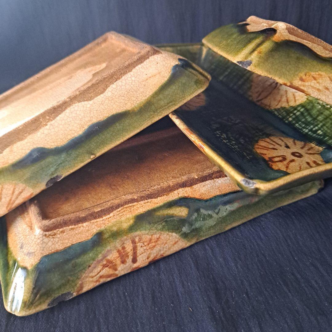 「\"キズあっても織部\"人気の長皿！」 織部焼き長皿(幅20cm) 4客セット 骨