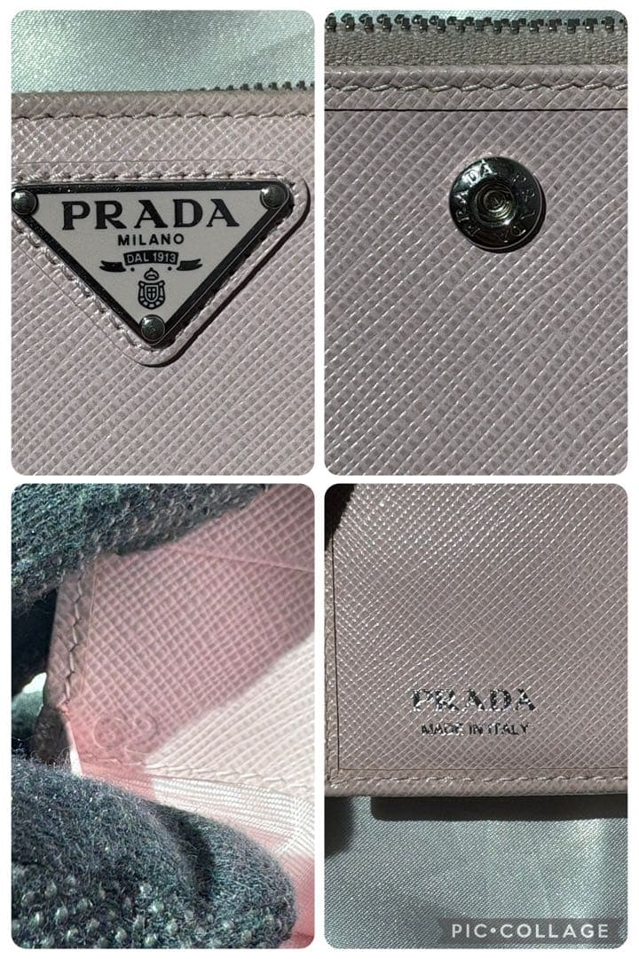 極美品/現行✨プラダ 折り財布 三角ロゴ サフィアーノレザー ピンク