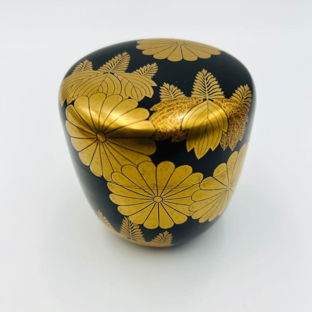 【和田瑾斎　鵬雲斎大宗匠書付　菊桐蒔絵　大棗】茶道具　漆器　骨董　共箱　二重箱