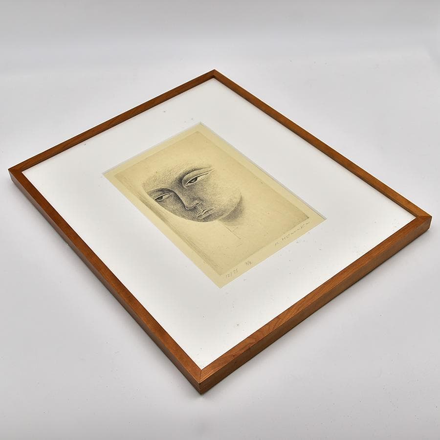 真作 畠中光享「 顔 」木版画 18/75 額寸44*37cm 直筆サイン