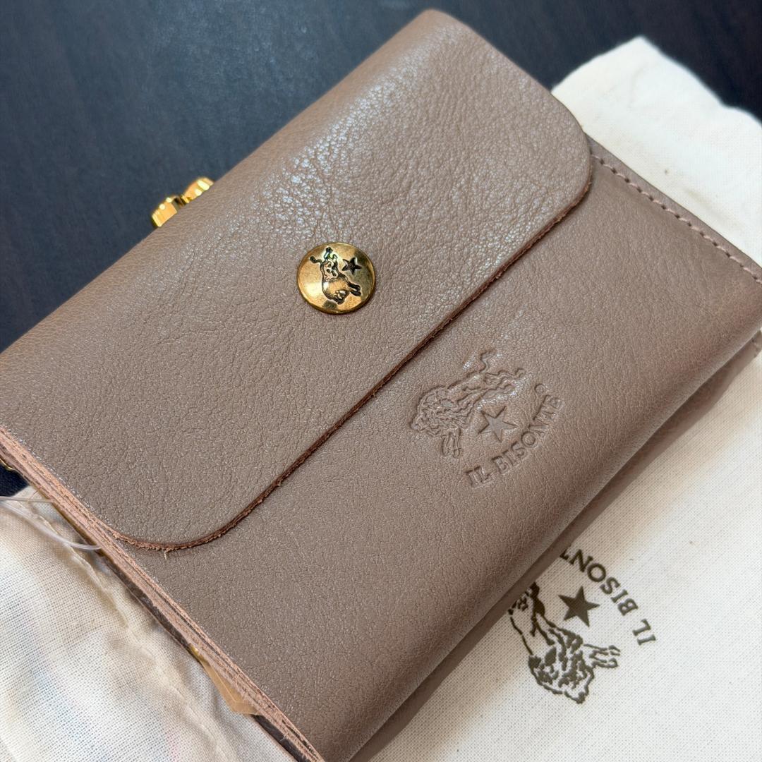 【新品未使用】イルビゾンテ 二つ折り がま口 財布 グレー