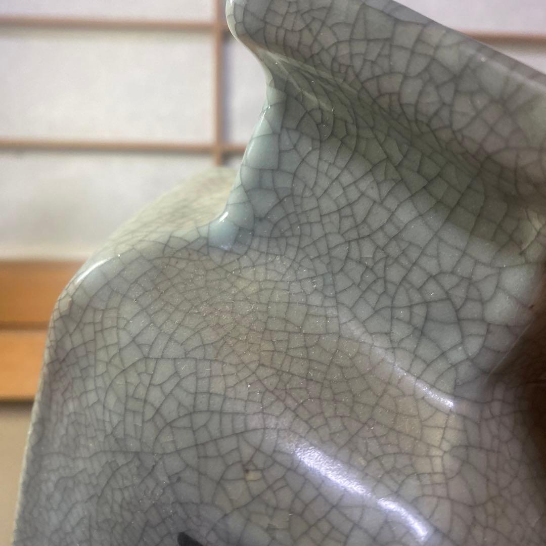 中国古玩　面取山水図花瓶【大】37cm13cm