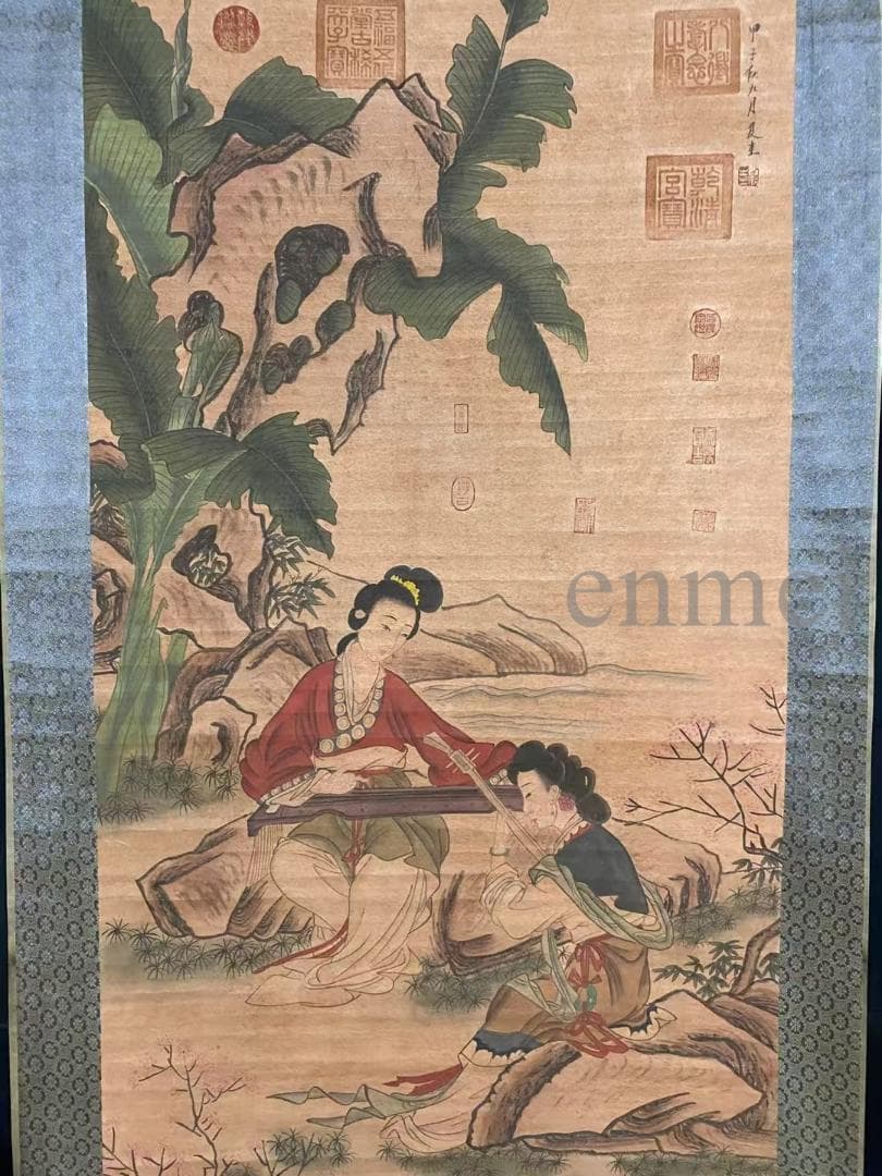 中国古美術・旧藏・南宋風・夏圭款・人物図・手描き中堂画・掛軸・宣紙・書画・骨董