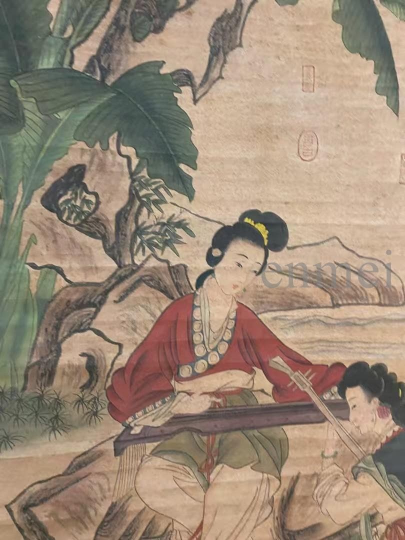 中国古美術・旧藏・南宋風・夏圭款・人物図・手描き中堂画・掛軸・宣紙・書画・骨董