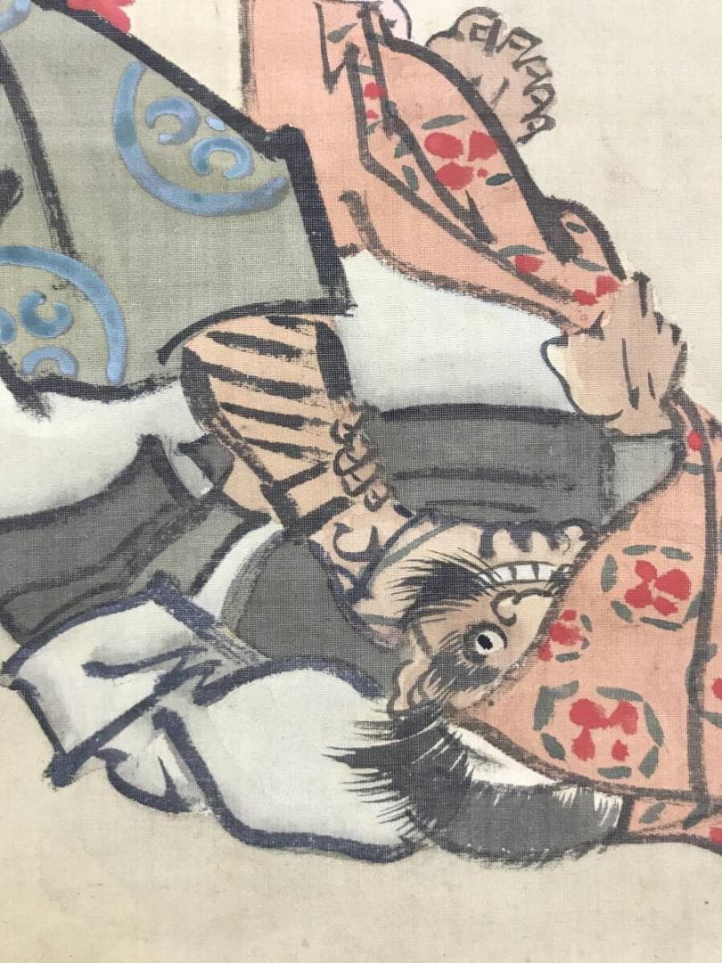 真作/菊池容斎/村上義光錦旗奪還之図/武者絵/人物図/掛軸/名家伝来AH-584