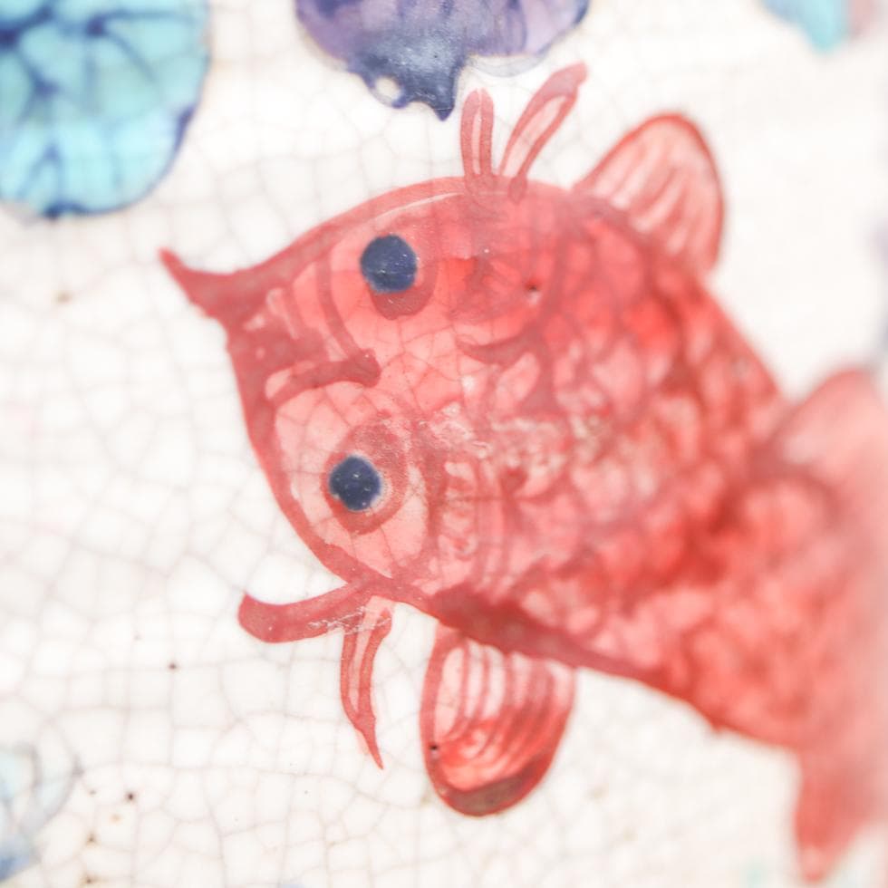 安南 五彩魚藻紋 大瓶 38cm