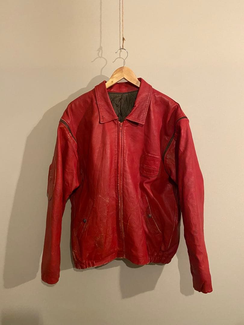 フランス空軍 レザーフライトジャケット 80s 希少カラー