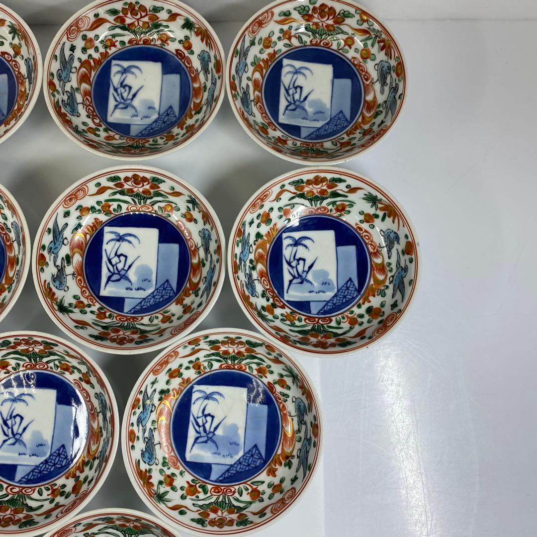 大日本永楽造　呉須赤絵小皿14枚　木箱直径12㎝　東Y7-0314☆2Fトヒサエ