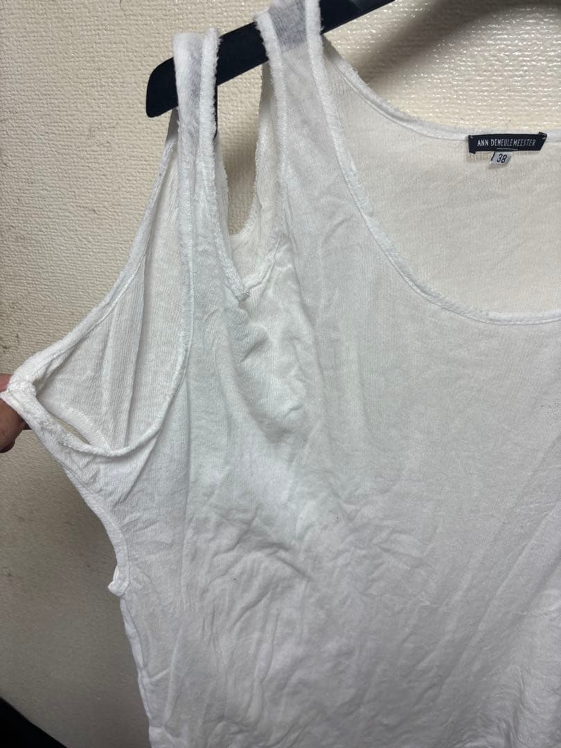 ANN DEMEULEMEESTER ホワイト アシンメトリータンクトップ 38