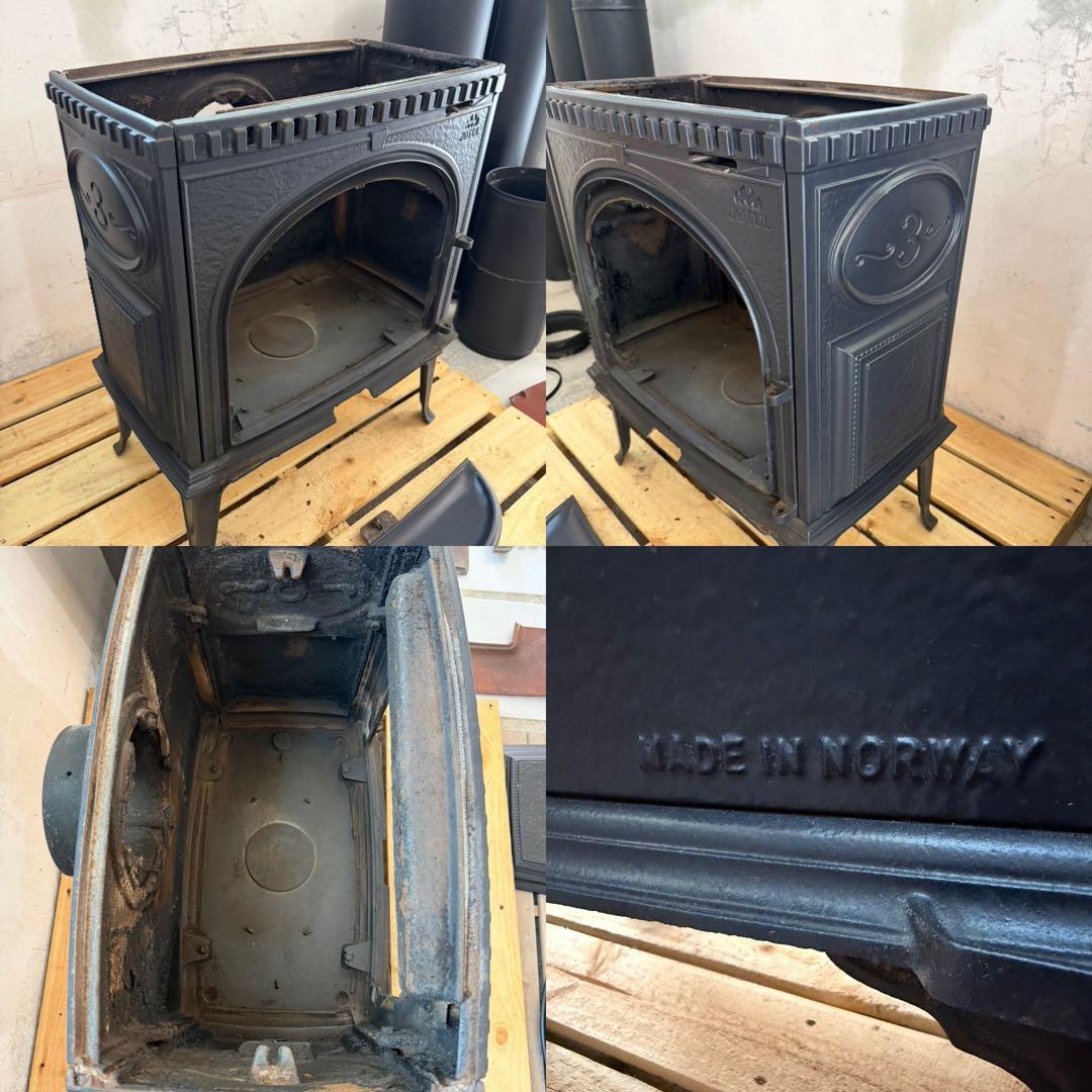 Ｋ 薪ストーブ　ヨツール　Ｆ３　煙突6本二重煙突3本　付属品他　JOTUL